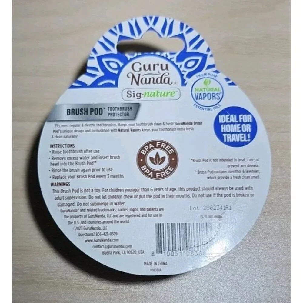 New Toothbrush Pod / Cap Compact & Travel Friendly Guru Nanda Signature